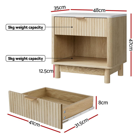 Rippa 1 Drawer Bedside Table